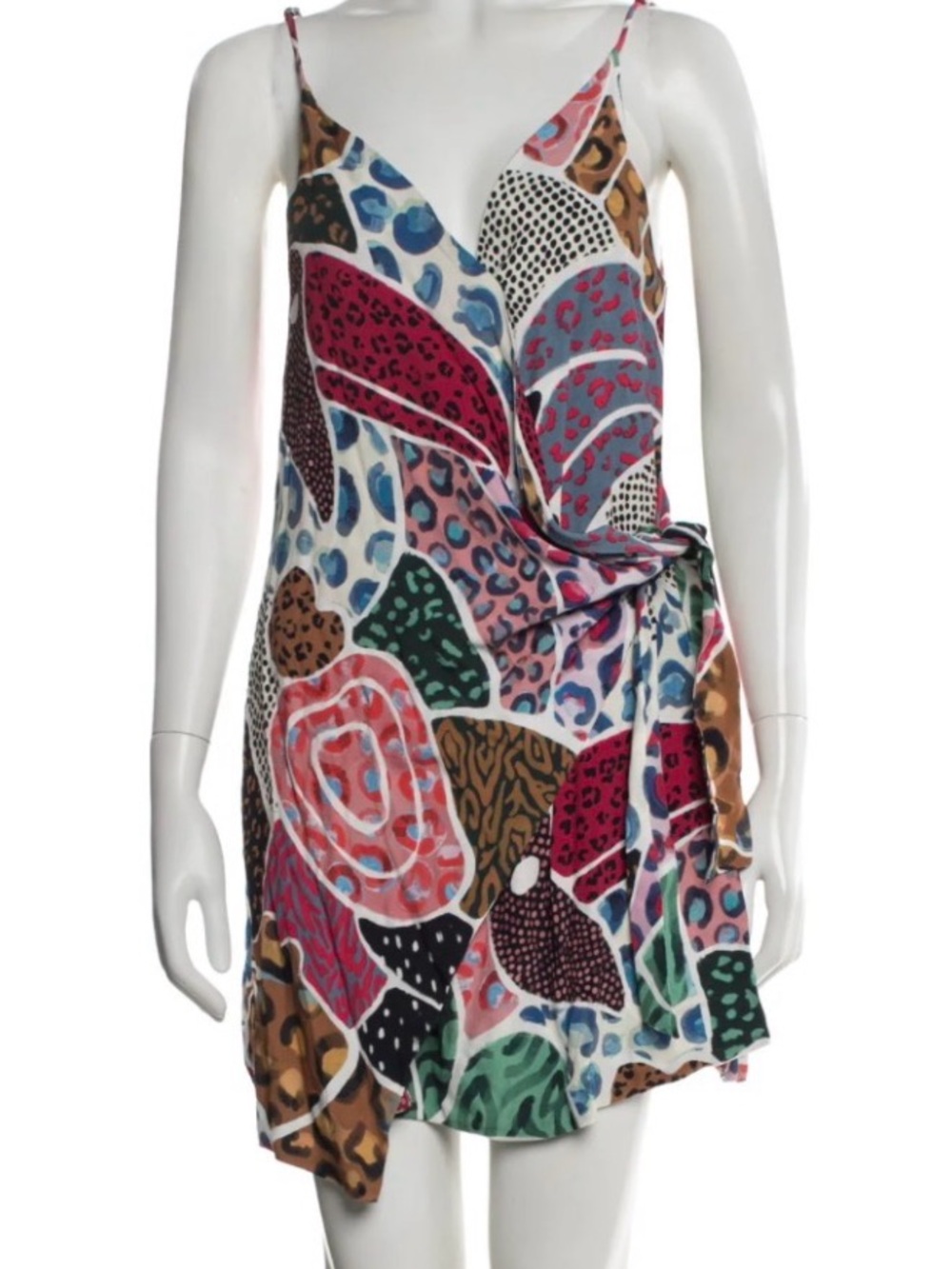 FARM Rio Multicolor Wrap Spaghetti-Strap Mini Dress